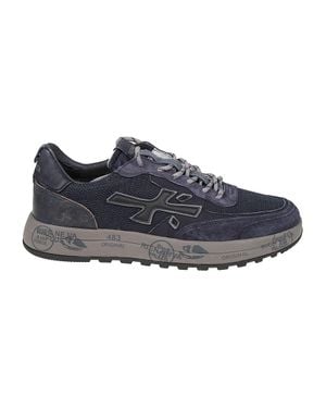 Premiata Nous Mesh Suede Calfskin Sneakers - Blue
