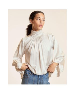 Cynthia Rowley Monroe Silk Blouse - Natural