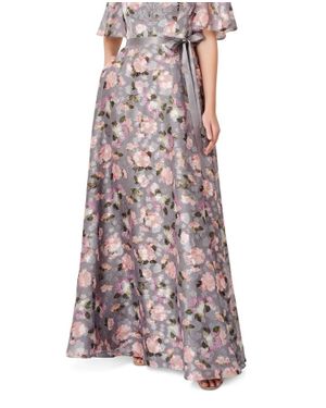 Aidan Mattox V- Neck Floral Long Dress - Purple