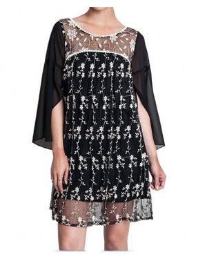Umgee Lace Baby Doll Tunic Dress - Black