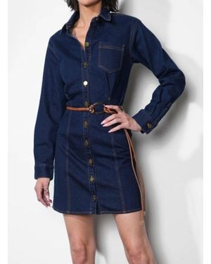 Greylin Calista Button Up Denim Dress - Blue
