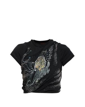 DIESEL Cropped Top With Embellished Graphic Design - Black