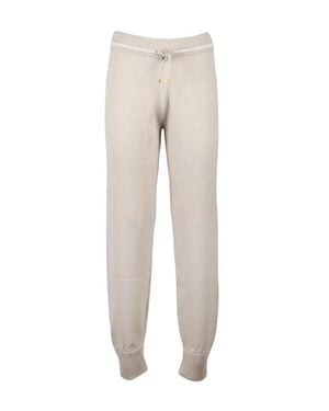 Eleventy Cashmere Pants With Relaxed Fit And Ribbed Details - Natural