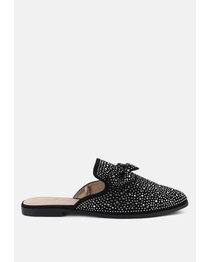 LONDON RAG Whoopie Embellished Casual Bow Mules - Black