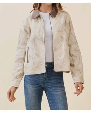 TCEC Floral Print Corduroy Detail Jacket - Natural