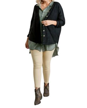 Umgee Waffle Knit Cardigan - Black