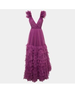 Ana Radu Tulle Ruffled Gown - Purple