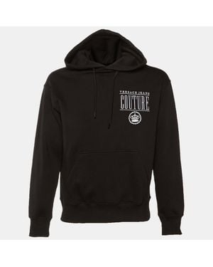 Versace Jeans Couture Cotton Logo Embroidered Hoodie - Black