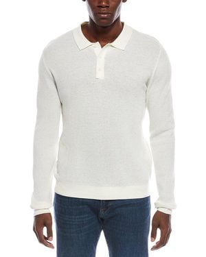 Onia Textured Knit Long Sleeve Polo Shirt - White