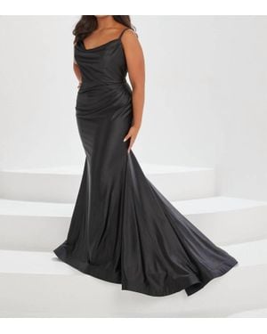 Tiffany Designs Spandex Fitted Cowl Gown - Black