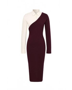 Riviera Asymmetrical Shirt Knit Mix Midi Dress - Purple