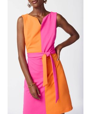 Joseph Ribkoff Colorblock Belted Dress - Red