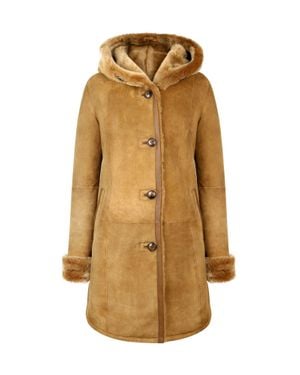 TruClothing Long Hooded Merino Sheepskin Jacket - Natural