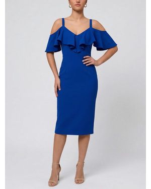 Rachel Roy Marcella Off The Shoulder Ruffle Midi Dress - Blue
