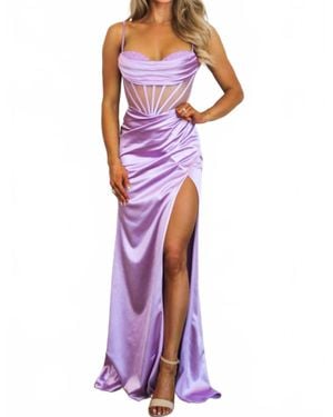 Cinderella Divine Tessa Embellished Bustier Formal Dress - Purple