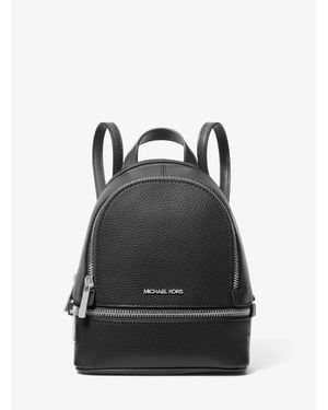 Michael Kors Outlet Rhea Extra-Small Pebbled Leather Backpack - Black