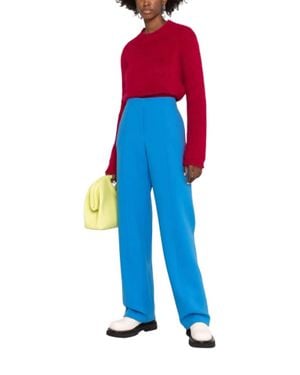 Ferragamo High-Waisted Straight-Leg Pants - Blue