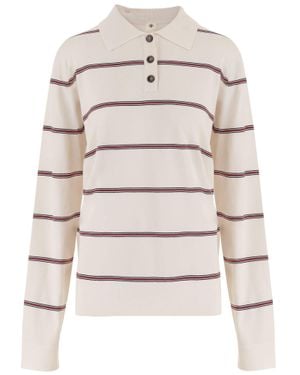 THE GARMENT Striped Viscose-Blend Polo Shirt - Natural