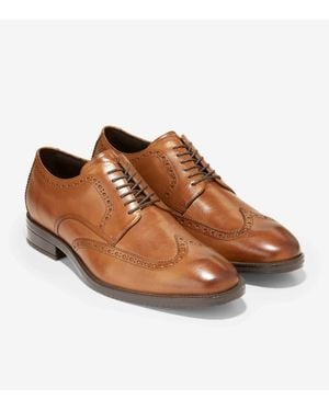 Cole Haan Modern Essentials C34598 Oxford Tan Wingtip Dress Shoes Zogg2167 - Brown