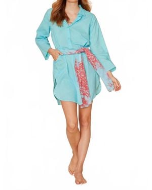MODAPOSA Gabriella Tunic Shirt Dress With Pockets - Blue