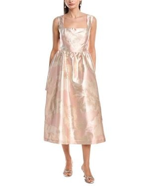 Anne Klein Open Back Square Neck A-Line Midi Dress - Pink