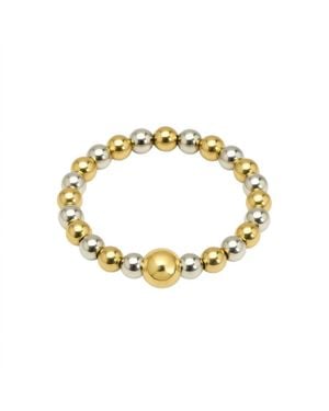 BARA BOHEME Classic 2-Tone 2Mm Beaded Stretchy Ring - Metallic