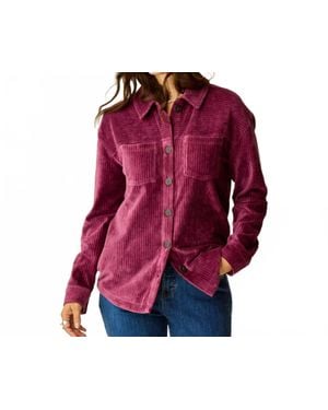 Carve Designs Hudson Stretch Cord Shacket - Red