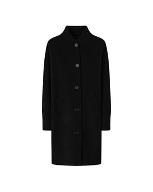 Pinko Wool Coat With High Ribbed Collar - Black