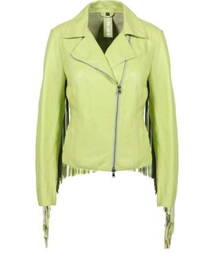 Freaky Nation Leather Fringe Jacket - Green