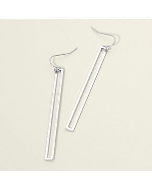 Fashnzfab Minimalist Open Metal Bar Drop Dangle Earrings - White