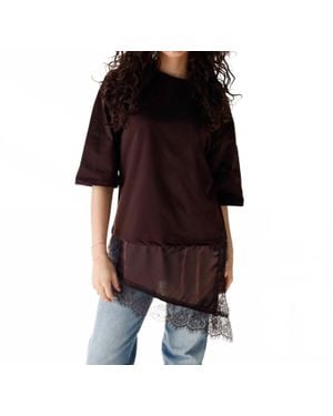Sundayup Asymmetric Lace Tee - Black
