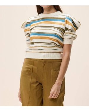 Cleobella Rei Scoop Neck Stripe Sweater - White