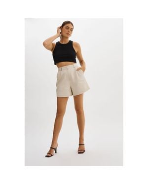 Lamarque Marlene Leather Shorts - Natural