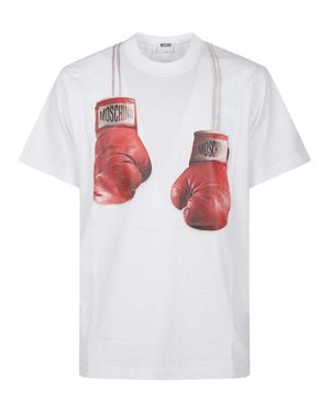 Moschino Boxing Gloves Short-Sleeve Cotton T-Shirt - White