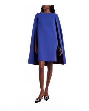 ROKSANDA Twiggy Cropped Crepe Mini Cape Dress - Blue
