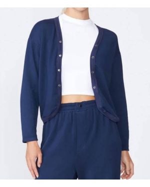 Stateside Softest Fleece Cropped Cardigan - Blue