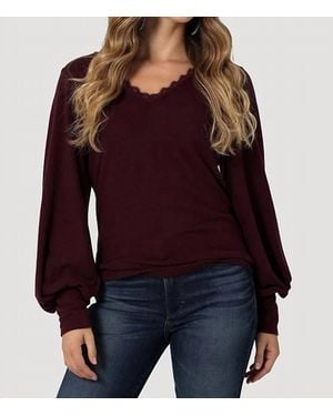 Wrangler Retro Balloon Sleeve Top - Red