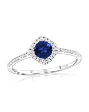 Simona Sterling, Lab-Grown Sapphire And Natural Diamond Ring -0.53Ct - Blue