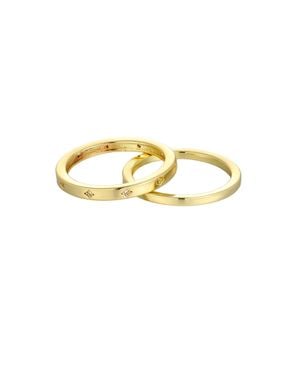 Adornia 14K Plated Cz Star Eternity Band And Plain Band Set - Metallic