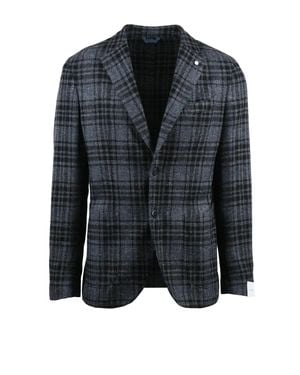 Luigi Bianchi Tailored Wool-Blend Jacket With Classic Plaid Pattern - Black