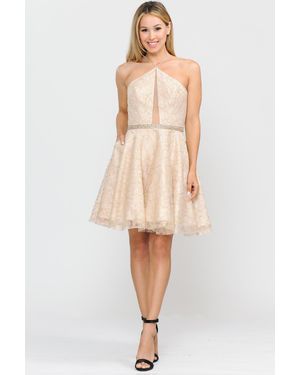 TRUEDAMES Halter Neckline Bridesmaids Dresses - Natural