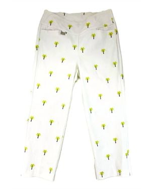 Lulu-B Embroidered Palm Tree Capri Pant - White