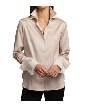 Hinson Wu Margot Long Sleeve Cotton Satin Shirt - Natural