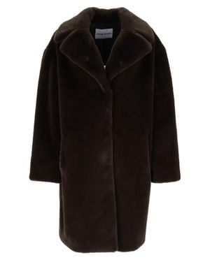 Stand Studio Plush Wide-Collar Coat - Black