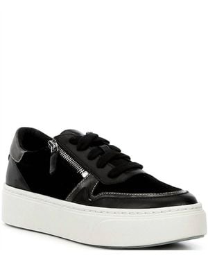 Aetrex Leigh Suede Side Zip Platform Sneakers - Black