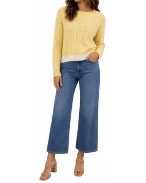 Pissenlit Layered Cable Crew Sweater - Blue