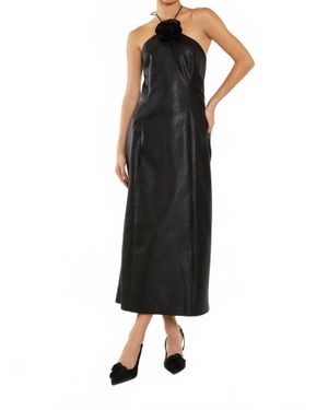 Glamorous Faux Leather Flower Dress - Black