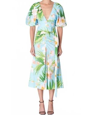 Carolina Herrera Ruched Front Slit Dress - Green