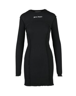 Palm Angels Form-Fitting Mini Dress With Long Sleeves And Seam Detailing - Black