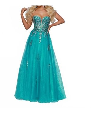 Johnathan Kayne Strapless Sequin Maxi Dress - Blue